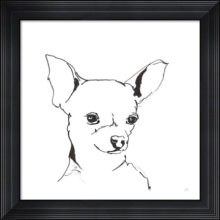Framed Line Dog Chihuahua Print