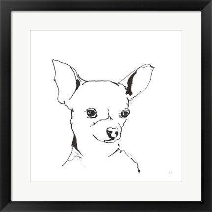 Framed Line Dog Chihuahua Print