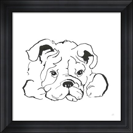 Framed Line Dog Bulldog II Print