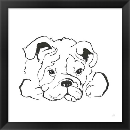 Framed Line Dog Bulldog II Print