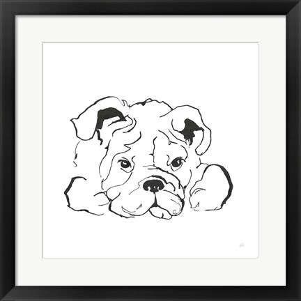 Framed Line Dog Bulldog II Print