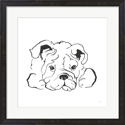 Framed Line Dog Bulldog II Print