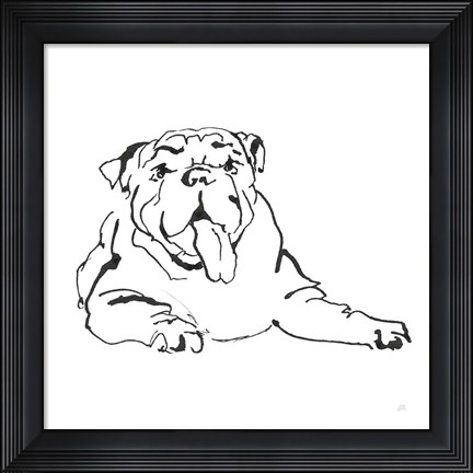 Framed Line Dog Bulldog I Print