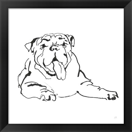 Framed Line Dog Bulldog I Print