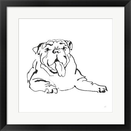 Framed Line Dog Bulldog I Print