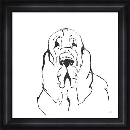 Framed Line Dog Bloodhound II Print