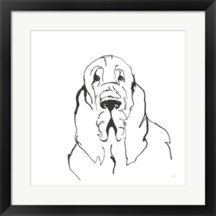 Framed Line Dog Bloodhound II Print