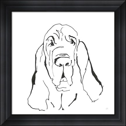 Framed Line Dog Bloodhound I Print