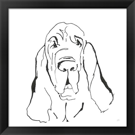 Framed Line Dog Bloodhound I Print