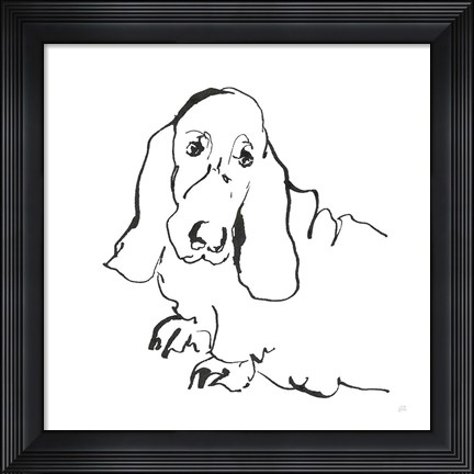Framed Line Dog Basset Hound Print
