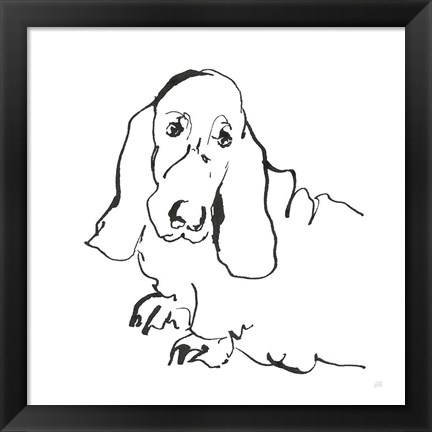 Framed Line Dog Basset Hound Print