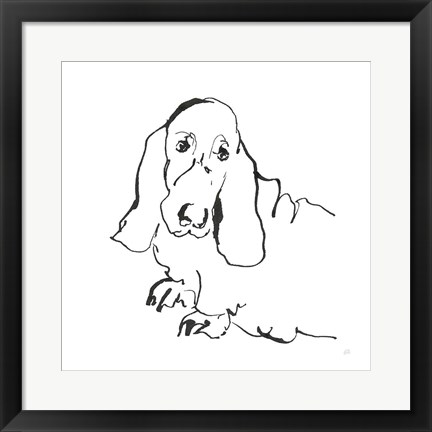 Framed Line Dog Basset Hound Print