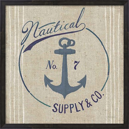 Framed Floursack Nautical IX Burlap Print