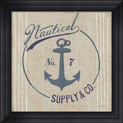 Framed Floursack Nautical IX Burlap Print