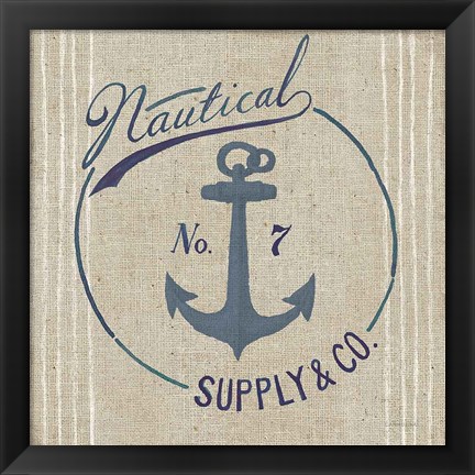 Framed Floursack Nautical IX Burlap Print