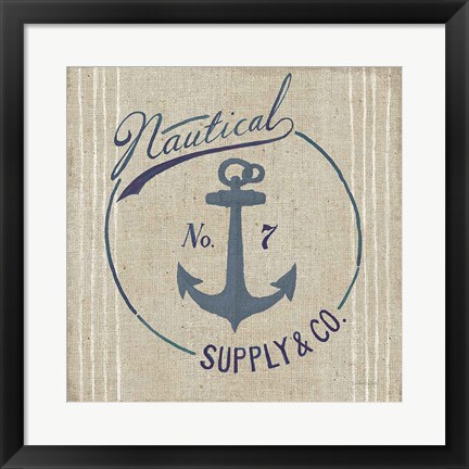 Framed Floursack Nautical IX Burlap Print