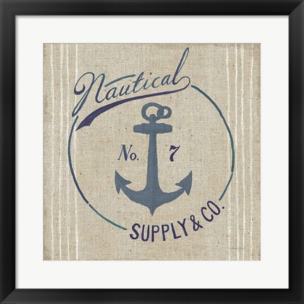 Framed Floursack Nautical IX Burlap Print