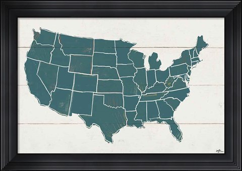 Framed Peace and Lodge USA Map Print