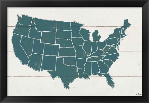 Framed Peace and Lodge USA Map Print