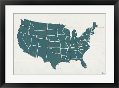 Framed Peace and Lodge USA Map Print