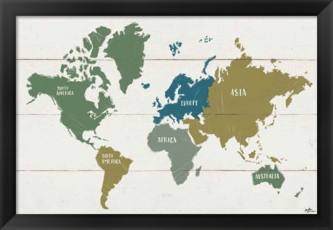 Framed Peace and Lodge World Map Print