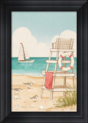 Framed Beach Time III Vertical NW Print