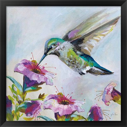 Framed Hummingbird II Florals Print