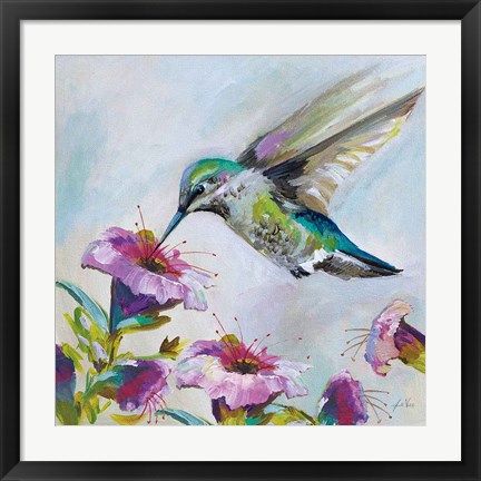 Framed Hummingbird II Florals Print