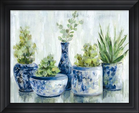 Framed Chinoiserie Plants Bright Print