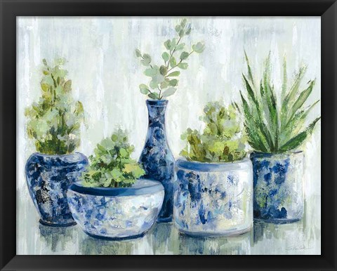 Framed Chinoiserie Plants Bright Print