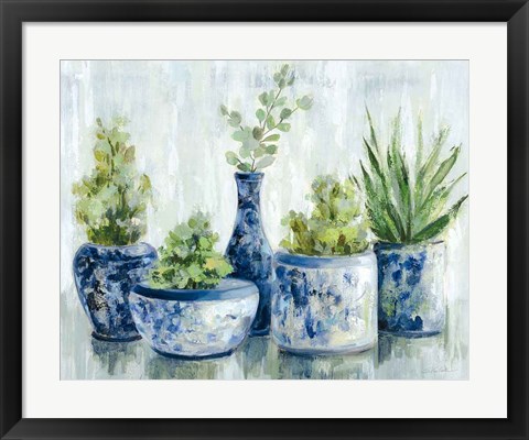 Framed Chinoiserie Plants Bright Print