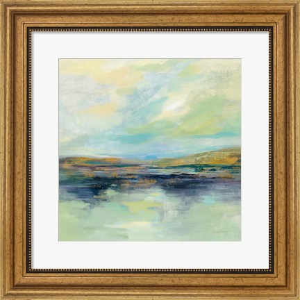 Framed Golden Fields by the River Print