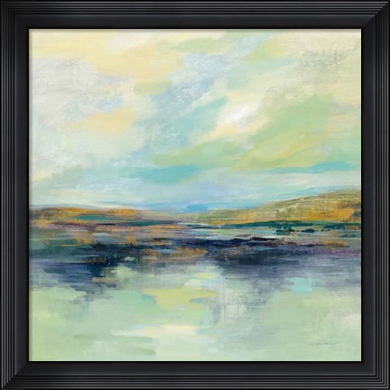 Framed Golden Fields by the River Print