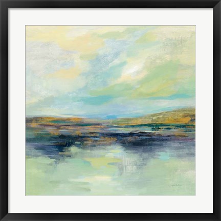 Framed Golden Fields by the River Print