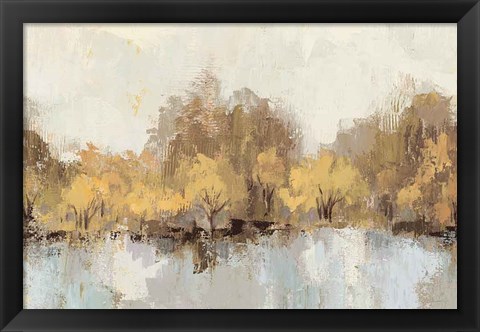 Framed Autumn River Reflection Gold Print