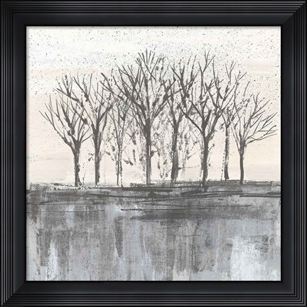Framed Trees at Dawn II Neutral Print