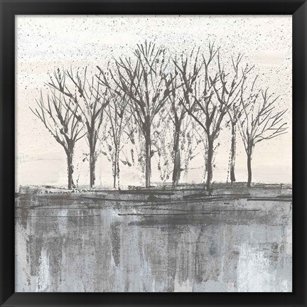 Framed Trees at Dawn II Neutral Print