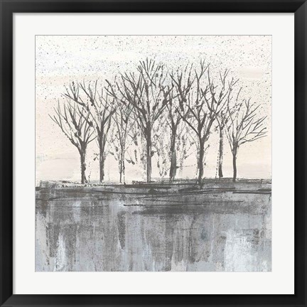 Framed Trees at Dawn II Neutral Print