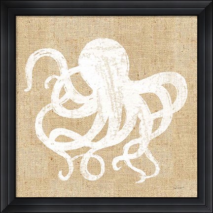 Framed Driftwood Coast IV White Burlap Print