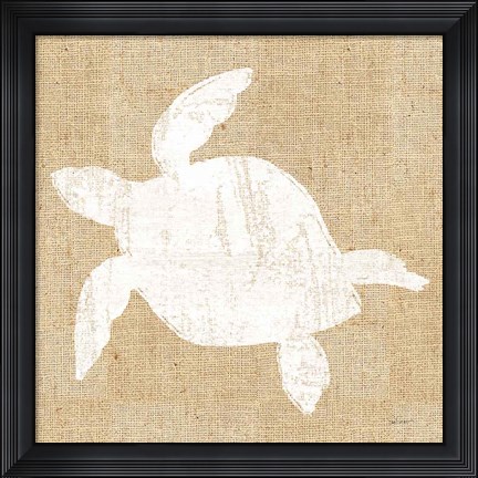 Framed Driftwood Coast III White Burlap Print