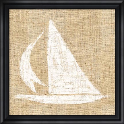 Framed Driftwood Coast II White Burlap Print