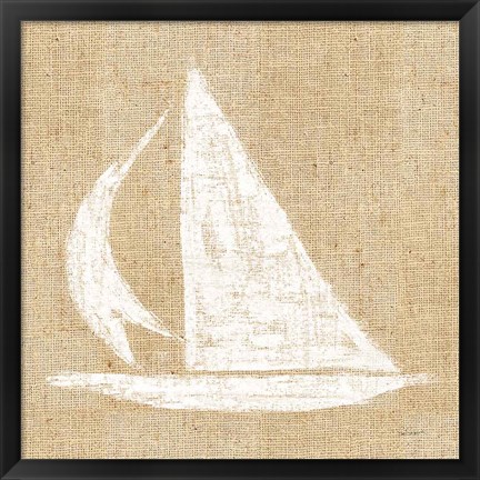 Framed Driftwood Coast II White Burlap Print