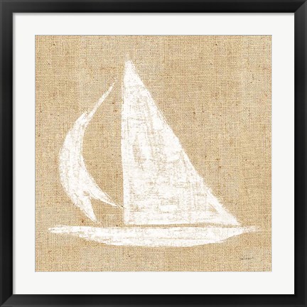 Framed Driftwood Coast II White Burlap Print