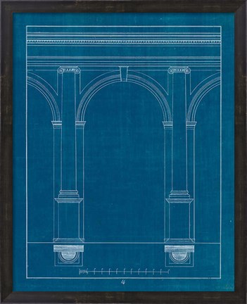 Framed Architectural Columns IV Blueprint Print