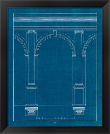 Framed Architectural Columns IV Blueprint Print