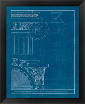 Framed Architectural Columns II Blueprint Print