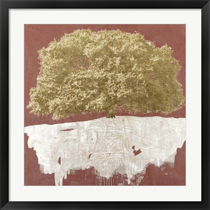 Framed Golden Tree on Red Print