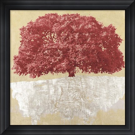 Framed Red Tree on Gold Print
