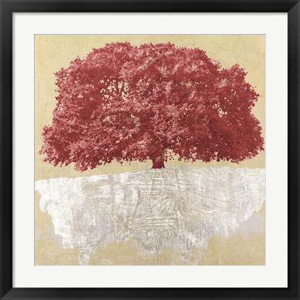 Framed Red Tree on Gold Print