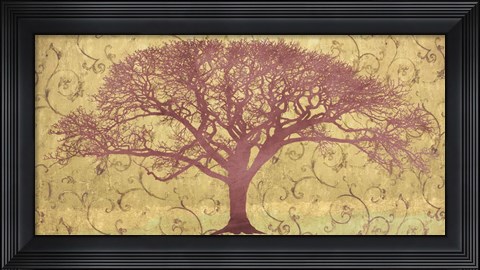 Framed Tree on a Gold Brocade Print